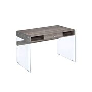 Gray oak top and clear tempered glass base desk by Acme additional picture 3