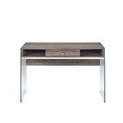 Gray oak top and clear tempered glass base desk by Acme additional picture 4