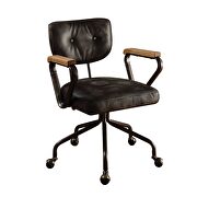 Vintage black top grain leather executive office chair by Acme additional picture 2