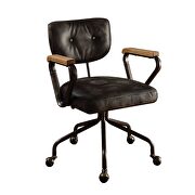 Vintage black top grain leather executive office chair additional photo 2 of 5