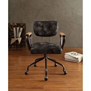 Vintage black top grain leather executive office chair additional photo 3 of 5