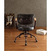 Vintage black top grain leather executive office chair additional photo 4 of 5
