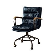Vintage blue top grain leather executive office chair additional photo 2 of 5