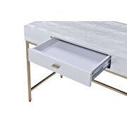 Silver pu & champagne vanity desk by Acme additional picture 2