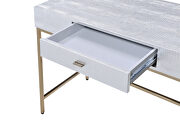 Silver pu & champagne vanity desk by Acme additional picture 3