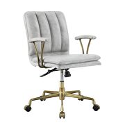 Vintage white top grain leather & chrome office chair by Acme additional picture 2