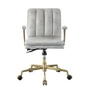 Vintage white top grain leather & chrome office chair by Acme additional picture 3