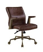 Espresso top grain leather padded seat & back executive office chair by Acme additional picture 2
