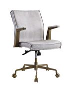 Vintage white top grain leather padded seat & back executive office chair by Acme additional picture 2