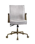 Vintage white top grain leather padded seat & back executive office chair by Acme additional picture 3