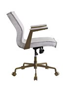 Vintage white top grain leather padded seat & back executive office chair by Acme additional picture 4