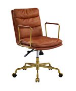 Rust top grain leather padded seat & back executive office chair by Acme additional picture 3