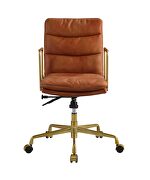 Rust top grain leather padded seat & back executive office chair additional photo 4 of 5