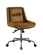 Saddle brown top grain leather swivel executive office chair by Acme additional picture 2