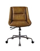 Saddle brown top grain leather swivel executive office chair by Acme additional picture 3