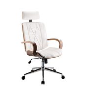 White pu & walnut office chair by Acme additional picture 2