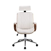 White pu & walnut office chair by Acme additional picture 3