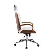 White pu & walnut office chair by Acme additional picture 4
