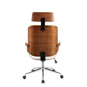 White pu & walnut office chair by Acme additional picture 5
