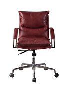 Vintage red top grain leather executive swivel office chair by Acme additional picture 3