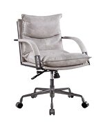 Vintage white top grain leather executive swivel office chair by Acme additional picture 2