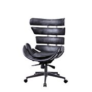 Vintage black top grain leather & aluminum executive office chair, by Acme additional picture 2