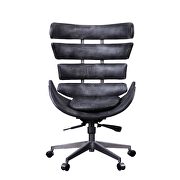 Vintage black top grain leather & aluminum executive office chair, by Acme additional picture 3