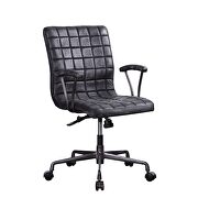 Vintage black top grain leather & aluminum executive office chair by Acme additional picture 2