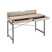 Natural finish & nickel silver metal desk by Acme additional picture 2