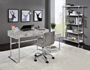 White printed faux marble top & chrome finish base by Acme additional picture 2