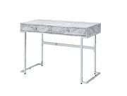 White printed faux marble top & chrome finish base by Acme additional picture 3