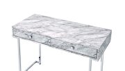 White printed faux marble top & chrome finish base by Acme additional picture 5
