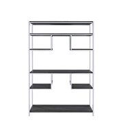 Rustic gray oak & chrome finish bookshelf by Acme additional picture 3