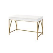 White high gloss & gold desk by Acme additional picture 2