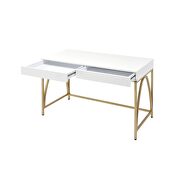 White high gloss & gold desk by Acme additional picture 5
