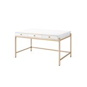 White high gloss & gold legs desk in contemporary style by Acme additional picture 2