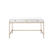 White high gloss & gold legs desk in contemporary style by Acme additional picture 3