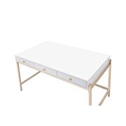 White high gloss & gold legs desk in contemporary style by Acme additional picture 4