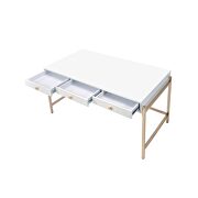 White high gloss & gold legs desk in contemporary style by Acme additional picture 5
