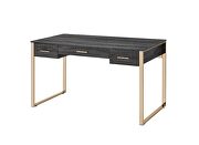 Black finish top & champagne gold base writing desk w/ usb port by Acme additional picture 3