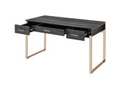 Black finish top & champagne gold base writing desk w/ usb port by Acme additional picture 4