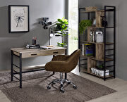 Light weathered oak top & black finish ladder-style metal base desk by Acme additional picture 2