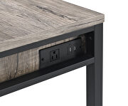 Light weathered oak top & black finish ladder-style metal base desk by Acme additional picture 3