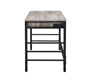 Light weathered oak top & black finish ladder-style metal base desk by Acme additional picture 7