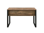 Weathered oak wooden top and black-finished metal base writing desk by Acme additional picture 2
