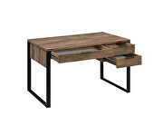 Weathered oak wooden top and black-finished metal base writing desk by Acme additional picture 4