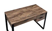 Weathered oak wooden top and black-finished metal base writing desk by Acme additional picture 5