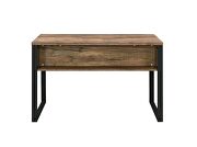 Weathered oak wooden top and black-finished metal base writing desk by Acme additional picture 6