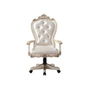 Fabric & antique white finish executive office chair by Acme additional picture 2