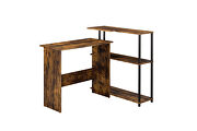 Weathered oak & black finish writing desk w/ built in low bookshelf by Acme additional picture 2